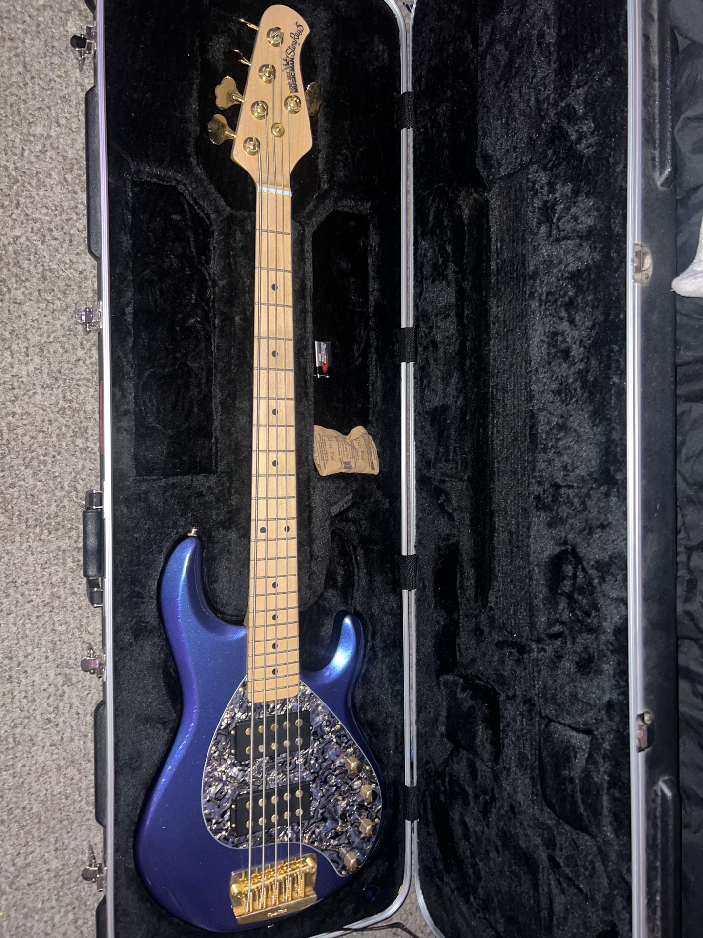 Ernie Ball Music Man Stingray HH 5 String Paceur Blue Electric Bass Guitar Paceur Blue