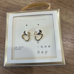 Gold plated hoop earrings Demi fine collection new