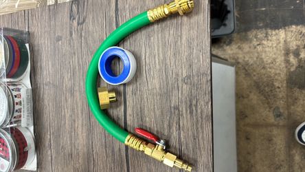 Green Flexible Hose with Brass Fittings and Ball Valve