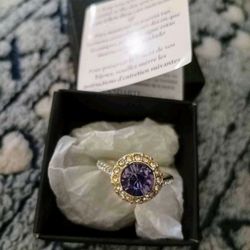 Pop of Purple Purple Oval CZ Halo Cocktail Ring