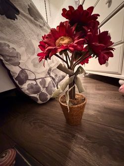 Artificial Red Daisy Arrangement in Pot
