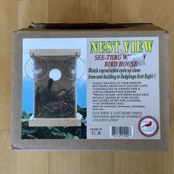 Bird House Nest View See-Thru Window  New