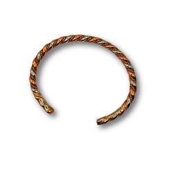 Vintage Tri-Tone Twisted Cuff Bracelet in Copper, Brass, and White Metal Tones