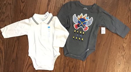 NEW Set of 2 Boys Children’s Place L/S Onesie Top 12 months