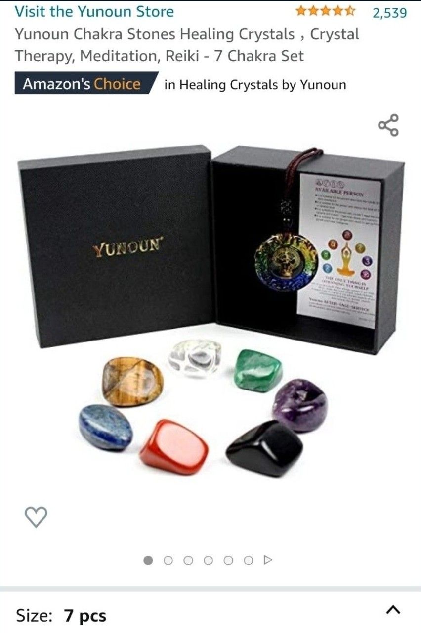 Yunoun Chakra Stones Healing Crystals，Crystal Therapy, Meditation, Reiki - 7 Chakra Set


