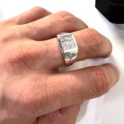 Men’s 14K White Gold Natural Diamond Ring – Over 1 CT Princess Cut – Size 9