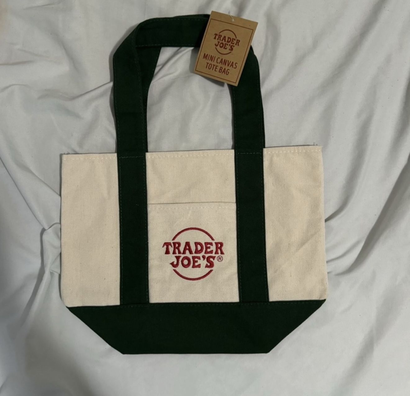 Trader Joe’s Mini Canvas Green Tote Bag New