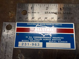 Allstate travel trailer reproduction name plate ID data plate Vin tag Thumbnail