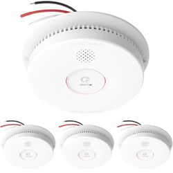 4 Pk Siterlink Hardwired Interconnected Smoke Detectors, Photoelectric Smoke