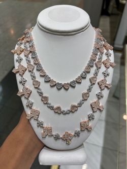 Iced Out Heart & Cross Chain Necklaces
