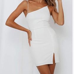 Women's Asymmetric Neckline Bodycon Mini Dress Sexy Split Party Dresses NWT M