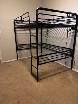 Full size metal loft bed frame
