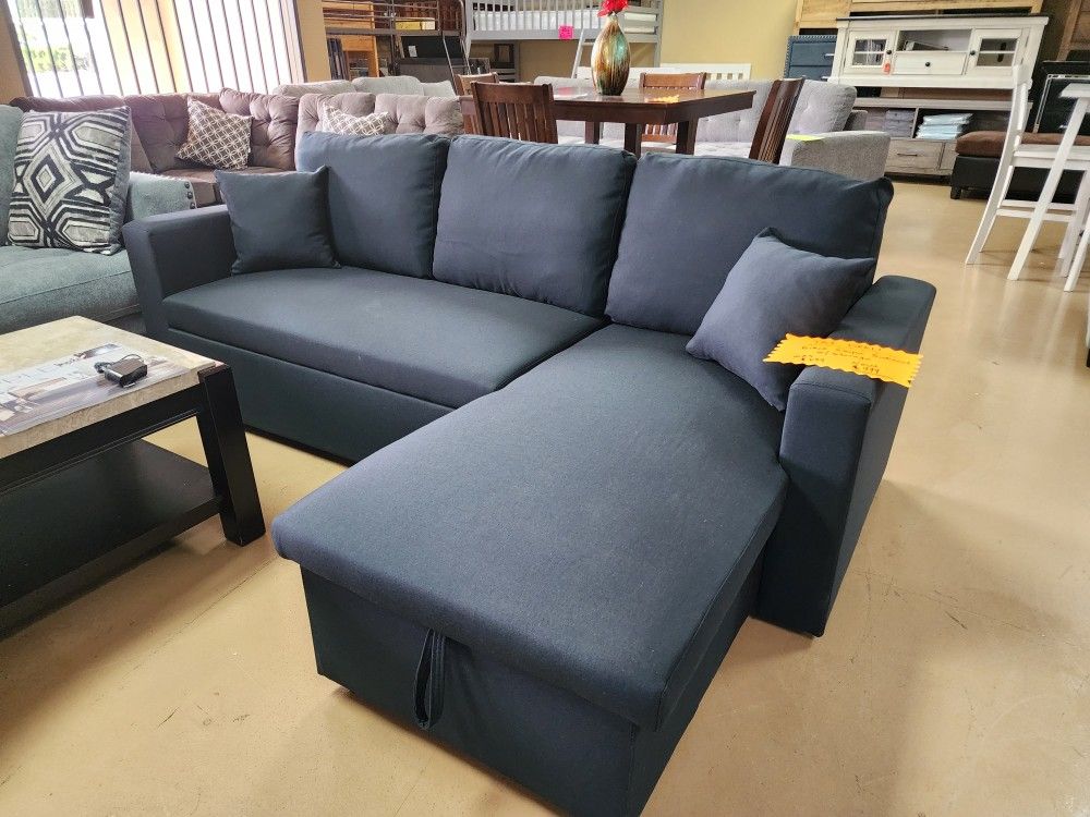 Black Sleeper Sectional Or Sofa Bed With Storage .. 