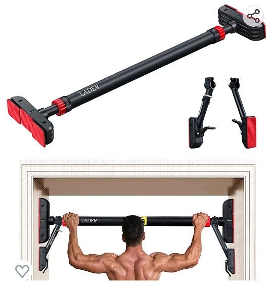 LADER Doorway Pull Up Bar and Chin Up Bar, Upper Body Workout Bar No Screw Installation for Home Gym Exercise Fitness with Level Meter and Adjustable 