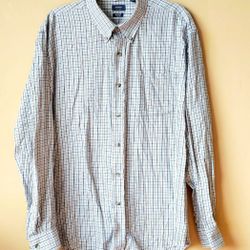 Arrow Plaid Checkers Men's Botton Down Dress Shirt Top Size Xl Extra Large 17 17 1/2 Long Sleeve 