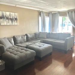 Gray Sectional With Ottoman  *Delivery*