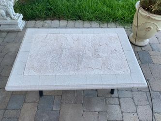 Faux Stone Metal Frame Patio/Indoor Coffee Table