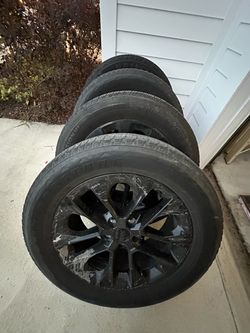 Set of 4 Jeep Black Alloy Wheels with Firestone Tires
