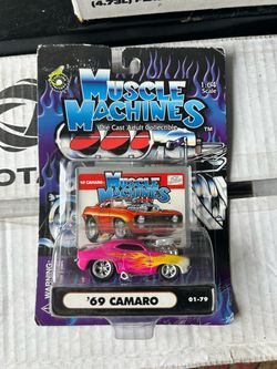 Muscle Machines 1:64 1969 Chevrolet Camaro Pink Yellow Hot Rod Diecast 2001