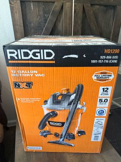 New Ridgid 12 Gallon 5.0 Peak HP NXT Shop Vacuum Wet Dry Vac with General Debris