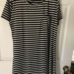 Involand Black White Striped Dress 20W 22 