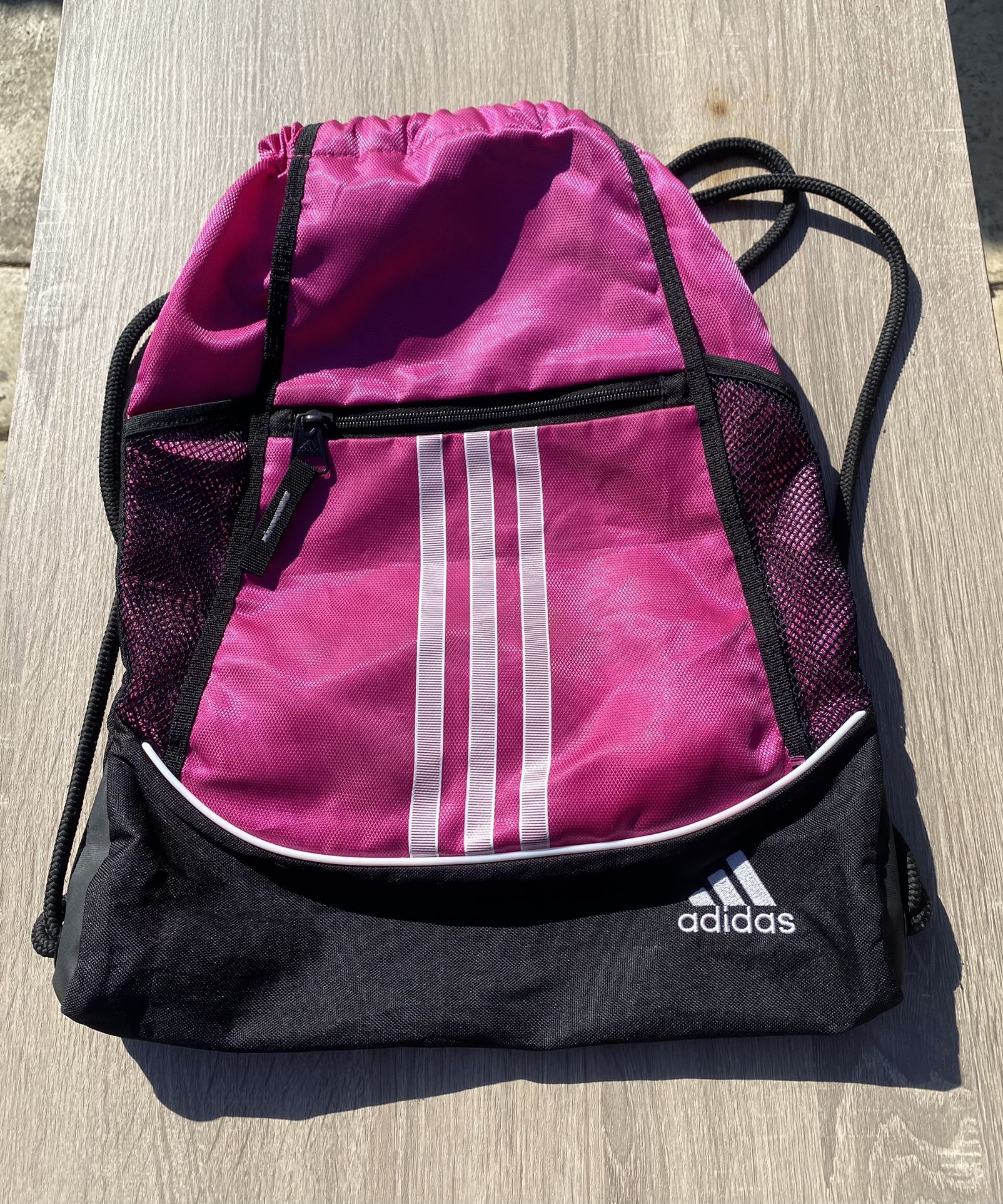 Adidas Magenta Pink Black White Gym Sack Bag 