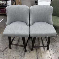 CHITA 26 inch Fabric Swivel Upholstered Counter Height Bar Stools with Full Back, Set of 2, Fog Gray