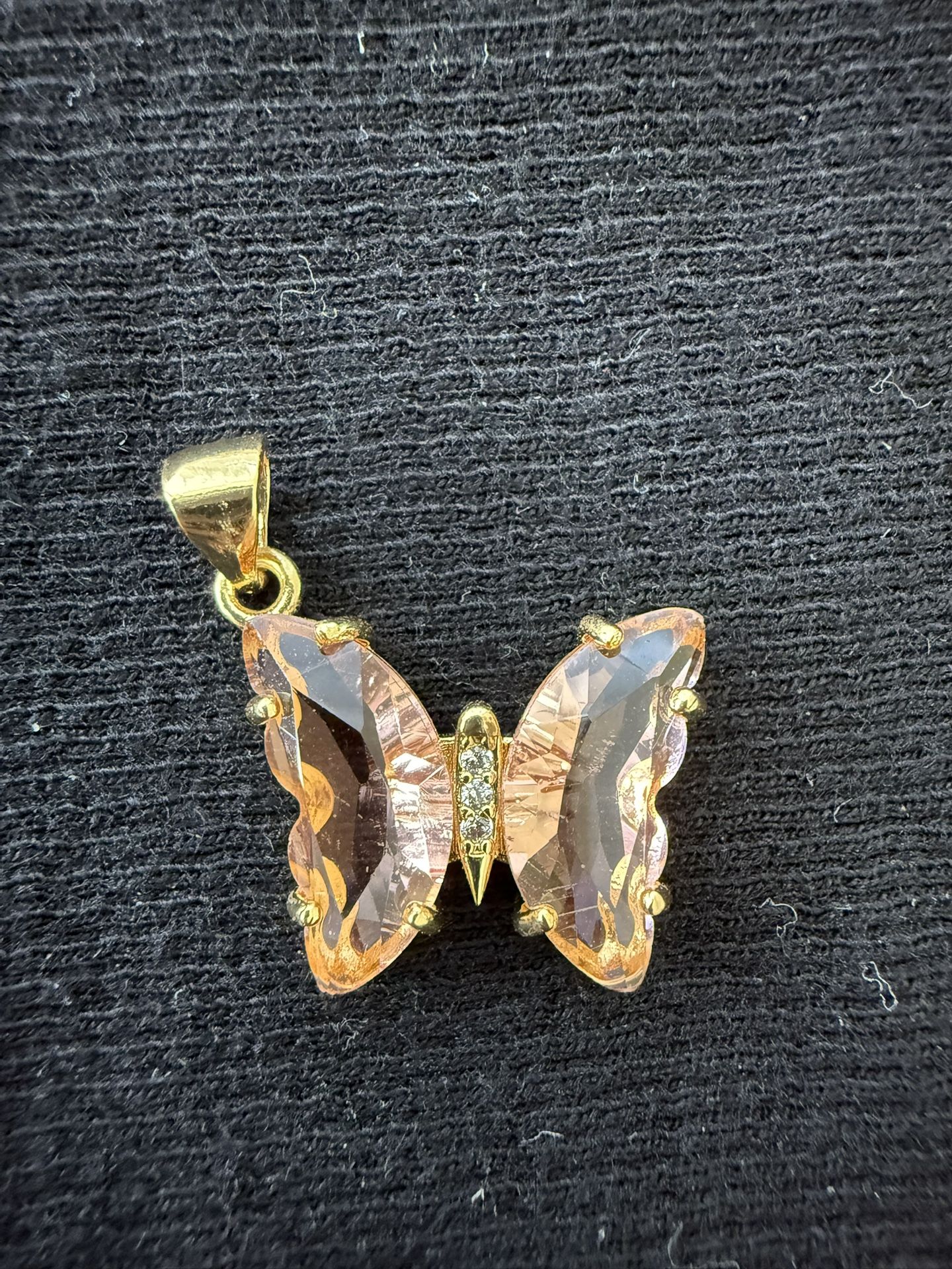 Pink Crystal Butterfly Charm / Pendant