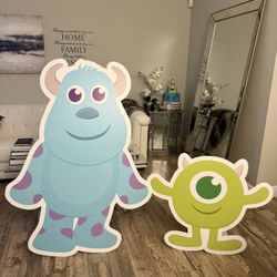 🎉 Monsters Inc. Party Backdrop – Sulley & Mike Large Cutouts 🎉