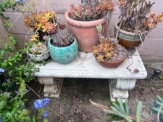 Antique Ornate Solid Stone Garden Bench