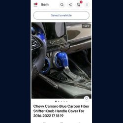 Brand New Chevy Camaro Blue Carbon Fiber Shifter Knob Handle Cover