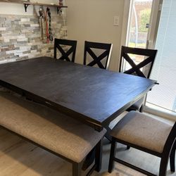 Kitchen Table With Chairs And Bench With Leaf