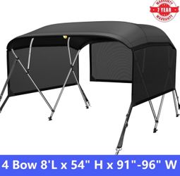 KAKIT 4 Bow Bimini Tops for Boats with 3 Mesh Sidewalls Rear Support Poles Boat Brand new still in the box E336