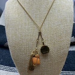 Iconic Gold Metal Color Stainless Steel Monogrammed Charm Necklace