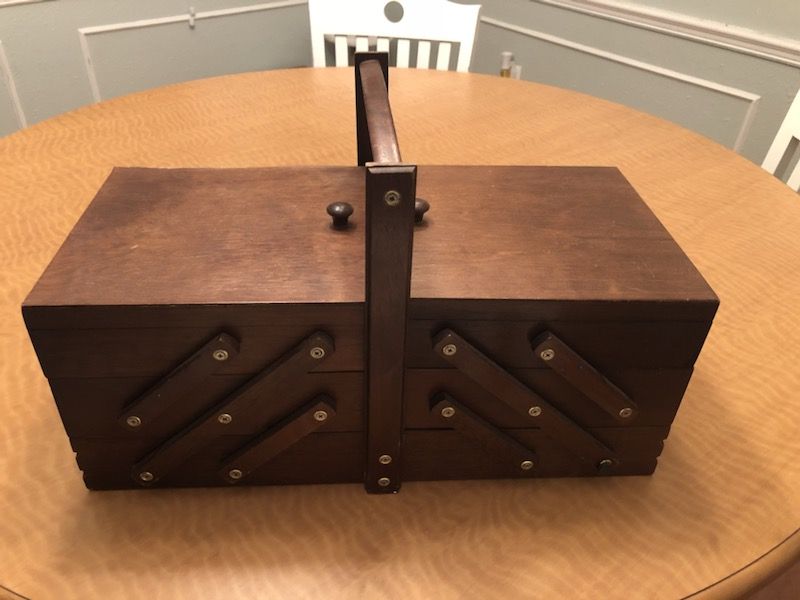 Vintage accordion sewing box