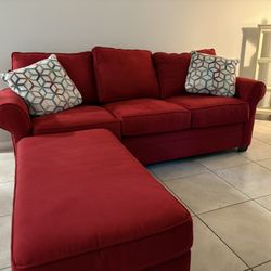 ed Sofa: Cindy Crawford Red Bellingham California Couch -Ottoman included