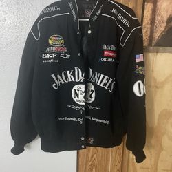 JH Designs Jack Daniel’s Racing Bomber Jacket Men’s Large