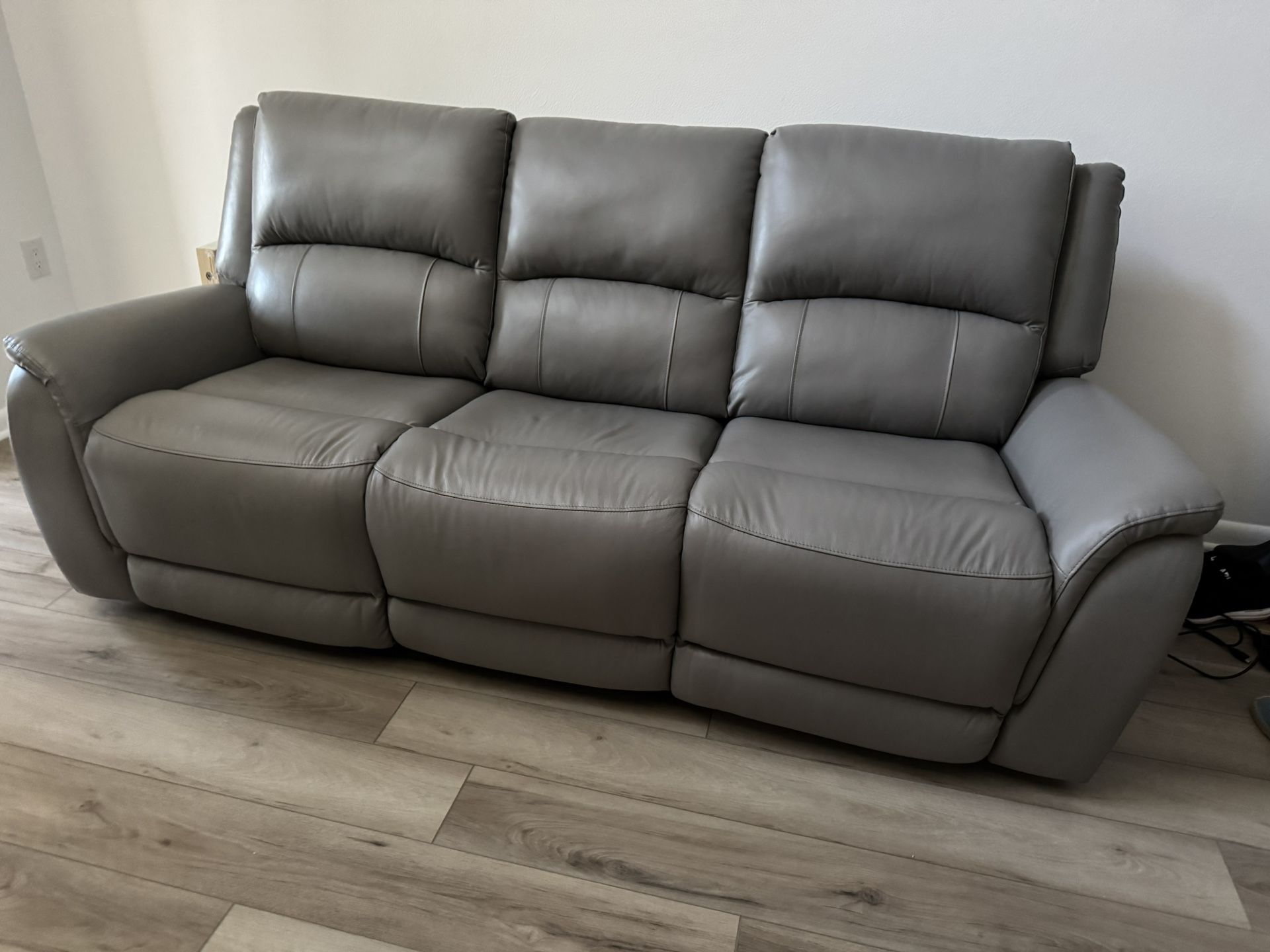 Gray Leather Reclining Couch