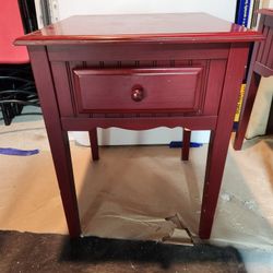 2 Red Side Tables With Drawers