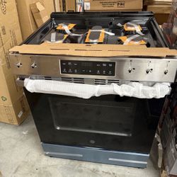 GE 30 in. 5-Burners Slide-In Gas Range in Stainless Steel with Crisp Mode