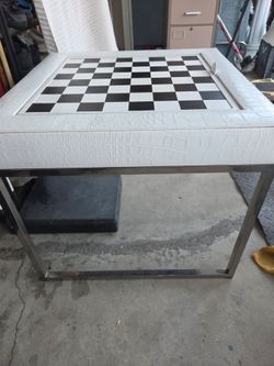 Chess Game Table with Chrome Base