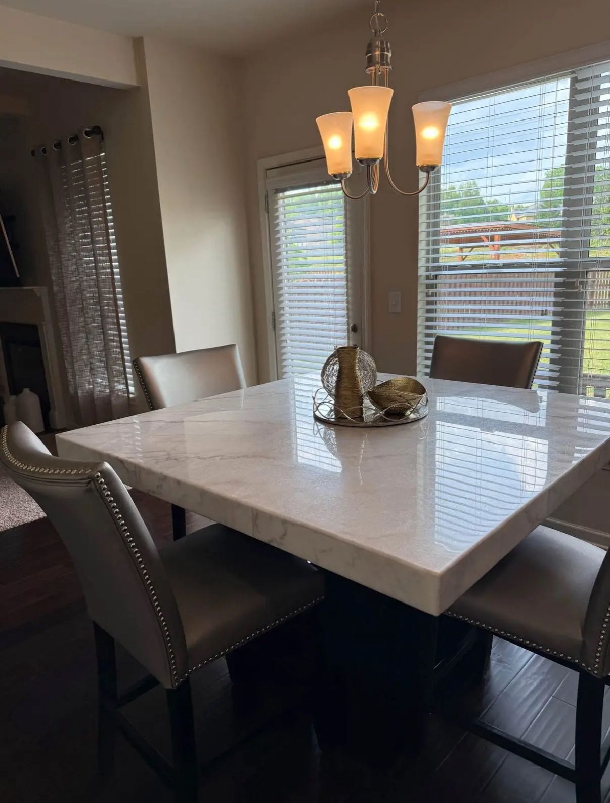 Artemis Counter Height Marble Dining Table With 4 Chairs