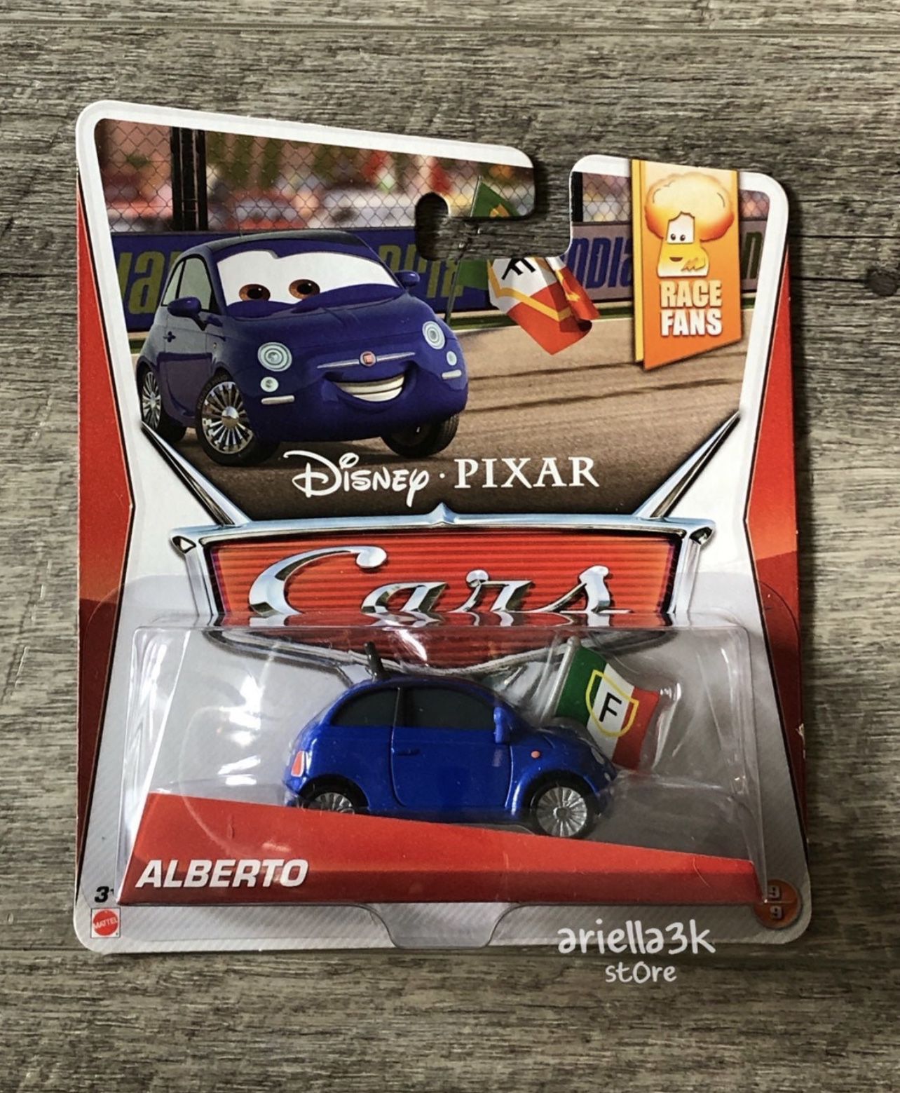 Disney Pixar Cars 2 Alberto  Fiat - Race Fans collection #9 of 9 by Mattel