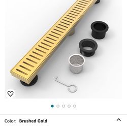 36” Linear Shower Drain In Brushed Gold