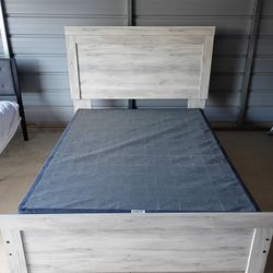 Ashley Furniture Queen Size Bed Frame with box spring ( Free Delivery If Needed)