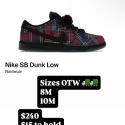 Sizes 8M & 10M Nike SB Dunk Low Nardwuar