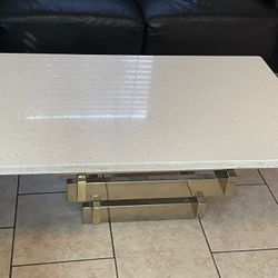Quartz Top Coffee Table Gold Base 24x38 1/2