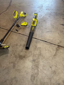Ryobi set of weed wacker and blower