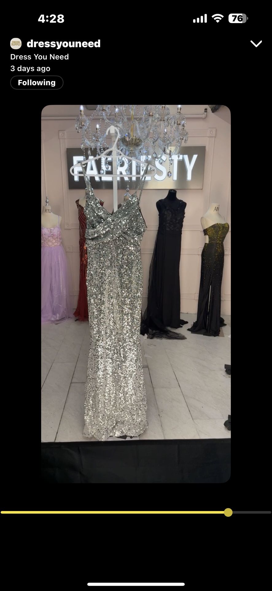 Stunning Silver Sequin Dress Size Large