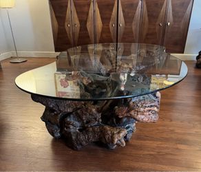 Vintage Burl Wood Coffee Table + Side Table